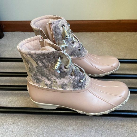 SPERRY Women Saltwater Camouflage 87060 Leather Duck Boots - NEW NWB - Picture 8 of 9